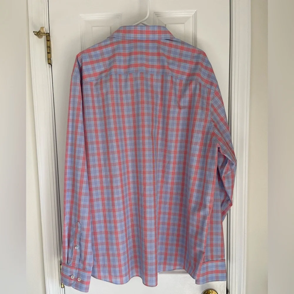 UNTUCKit Light Blue & Red Check Morey Wrinkle Free Button Down XXXL
